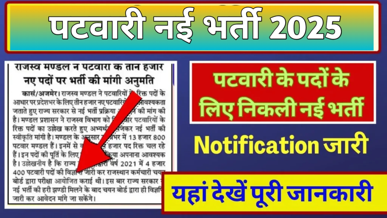 पटवारी नई भर्ती 2025
